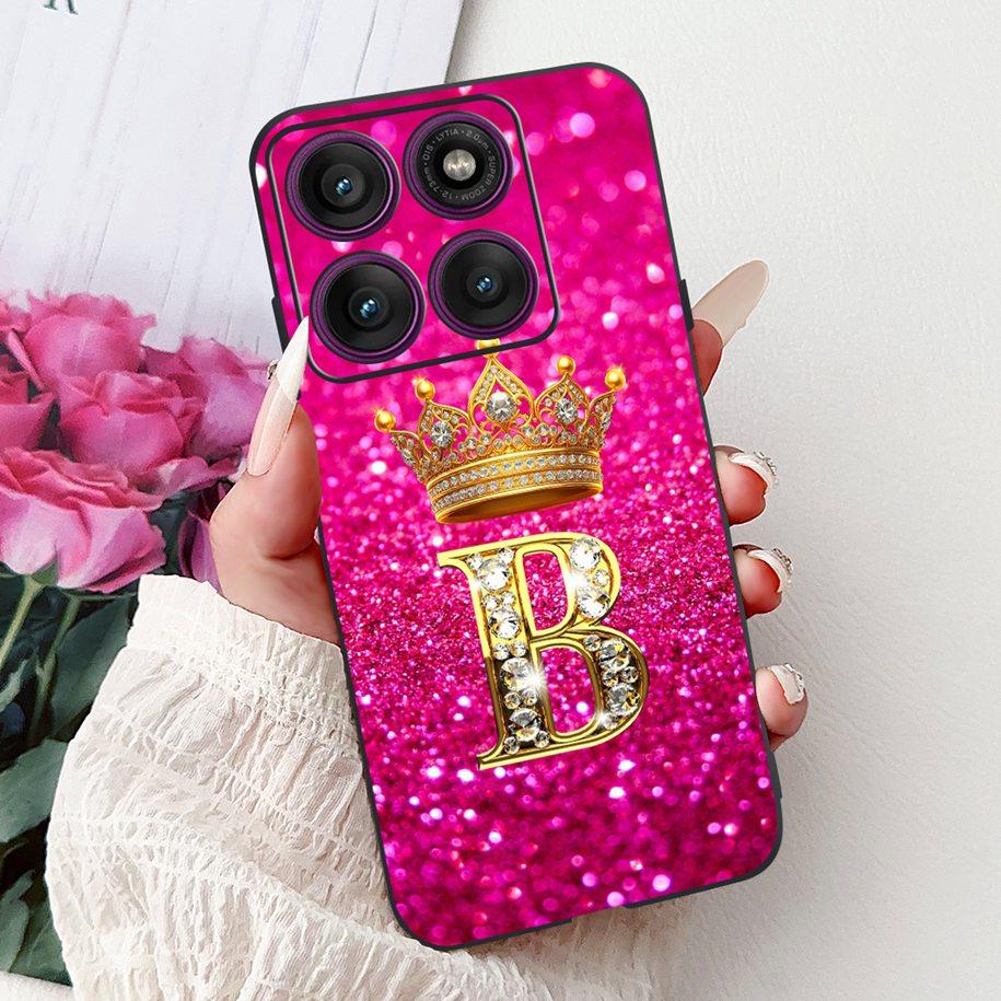 Чехол для Motorola Edge 60 Pro 2025 Роскошные Буквы Короны Мягкий Силикон Черная Крышка Телефона Для Moto Edge 60 Fusion 60s Edge60 Funda