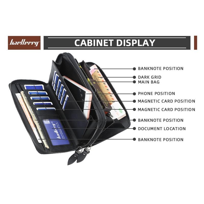 Baellerry Men Fashion Long Wallet Business Design Leather Zip Purse Wallets