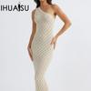 Летние новые женские сексуальные горячие ажурные трикотажные платья с длинными капюшонами женские