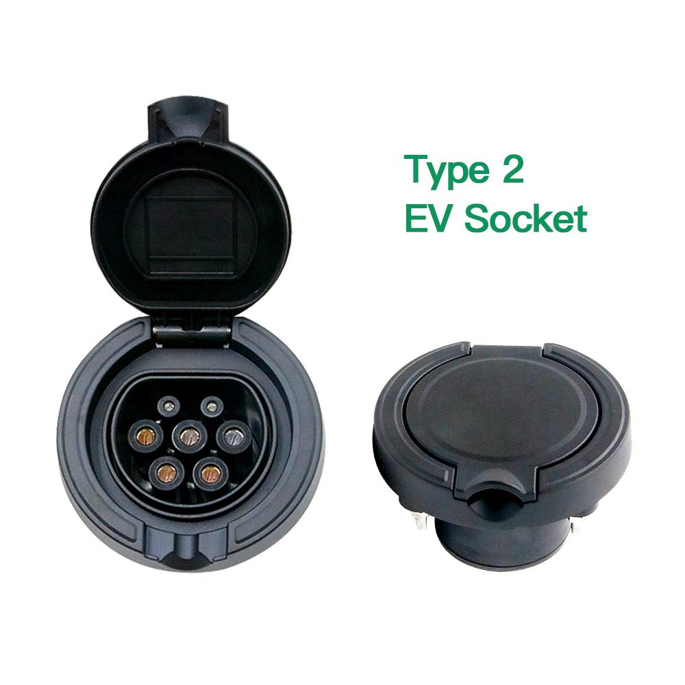 EV Charger Socket installed in Type 2 IEC 62196-2 EV Charging station 16A 32A Single Three Phase 22kw Male Socket