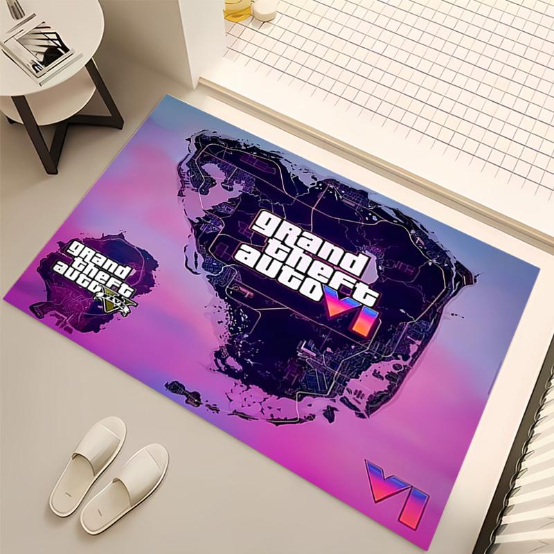 1pc Game Grand Theft Auto Print Area Rug - Soft, Washable Non-Slip Indoor Mat, Living Room, Home Office Decorative Rug,Office Decorative