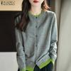 Women Casual O-neck Long Sleeve Button Cardigans