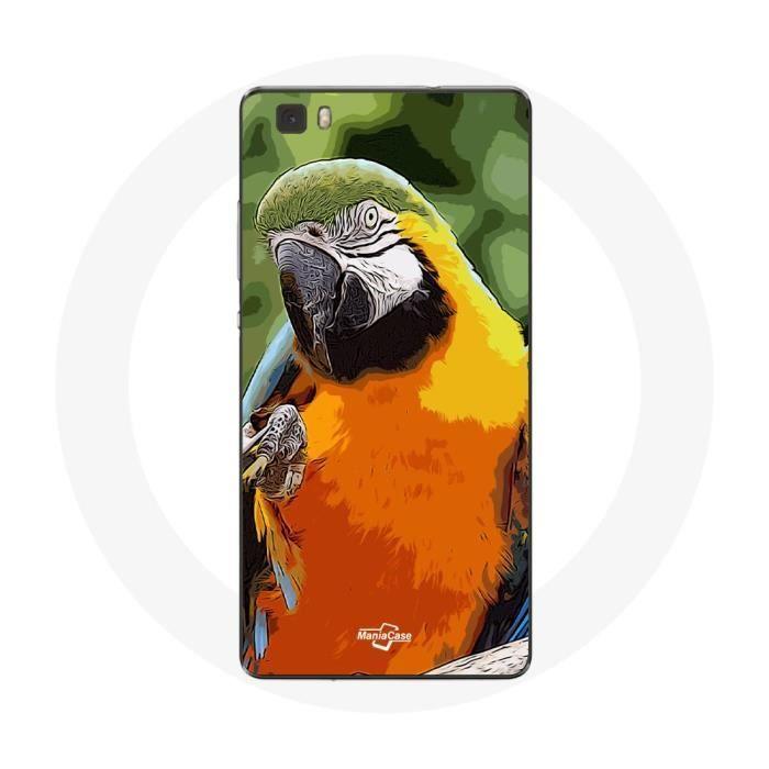 Coque pour Huawei P8 Lite Aras Perroquet Orange vert