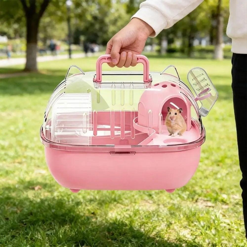 Transparent Cover Hamster Carrier Box Large Space Hamster Habitat Travel Hamster Cage Car Outing