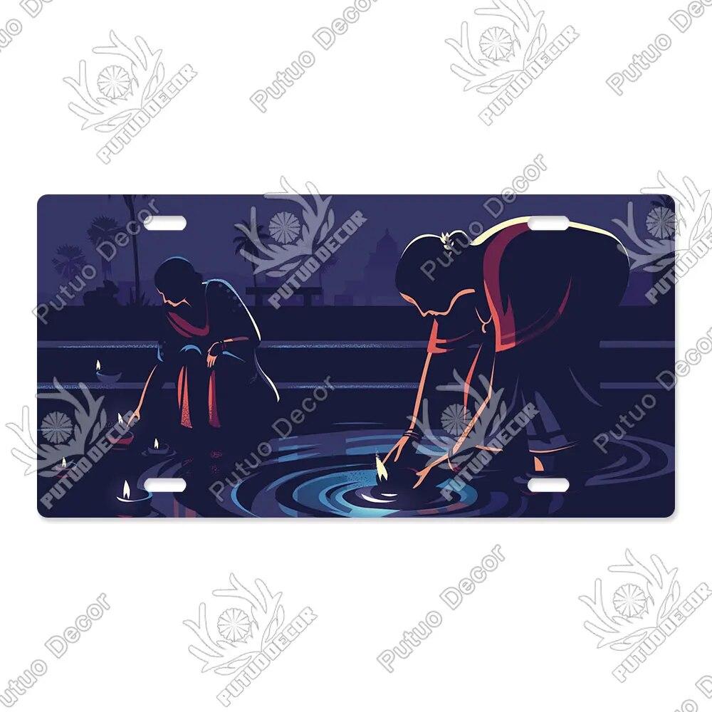 Putuo Decor Illustrations Licenses Plate Tin Sign Plaque Metal Decorative Plate for Car Living Room Door Home Wall Decor