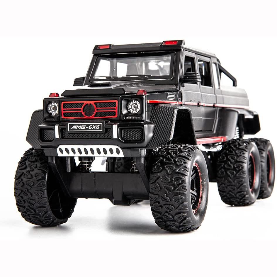 Масштаб 1/22 G63 AMG 6x6 V12, внедорожный черный пикап, модель автомобиля, игрушечный автомобиль из цинкового сплава со звуком и светом для детей, подарок для мальчиков и девочек