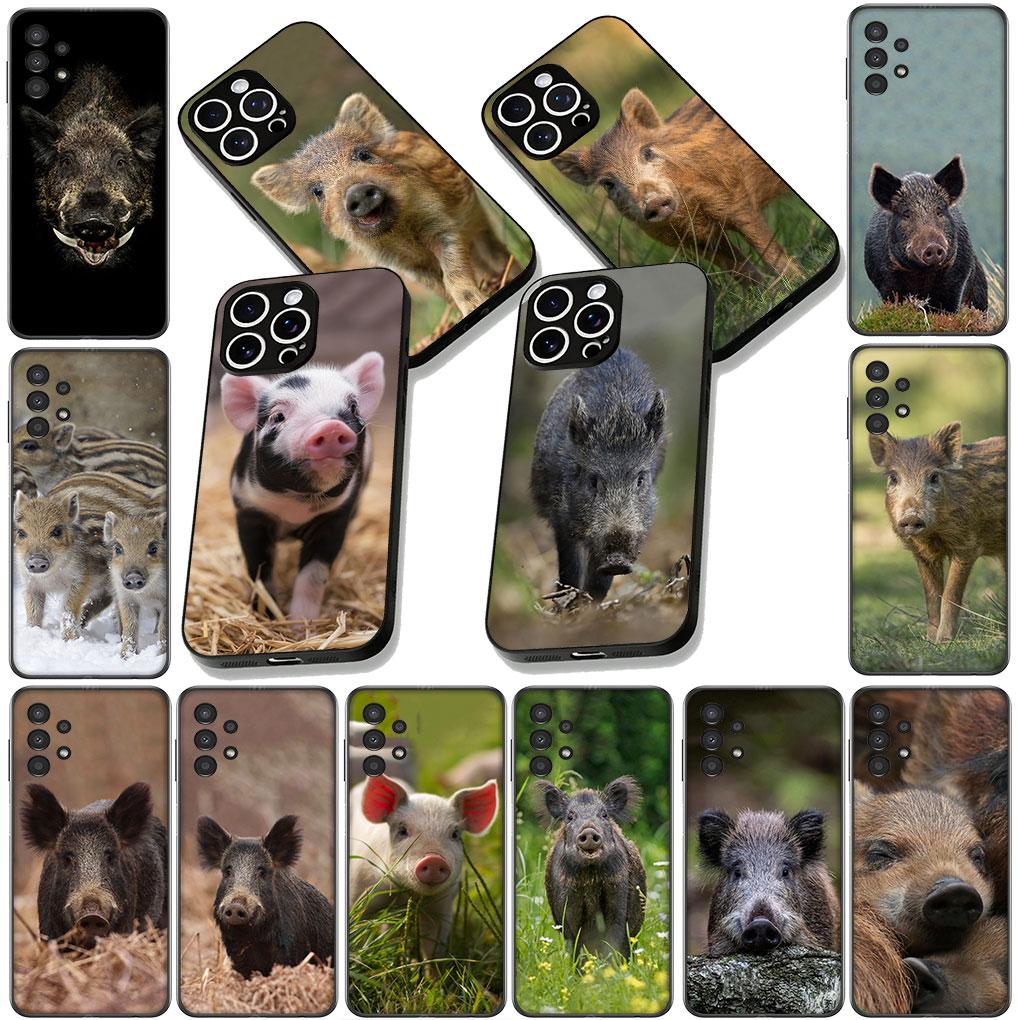 Soft Cover for Samsung Galaxy S22 S21 S20 FE Ultra Plus A35 A36 A55 A37 A33 A34 A57 Coque Phone Case Wild Boar Pig