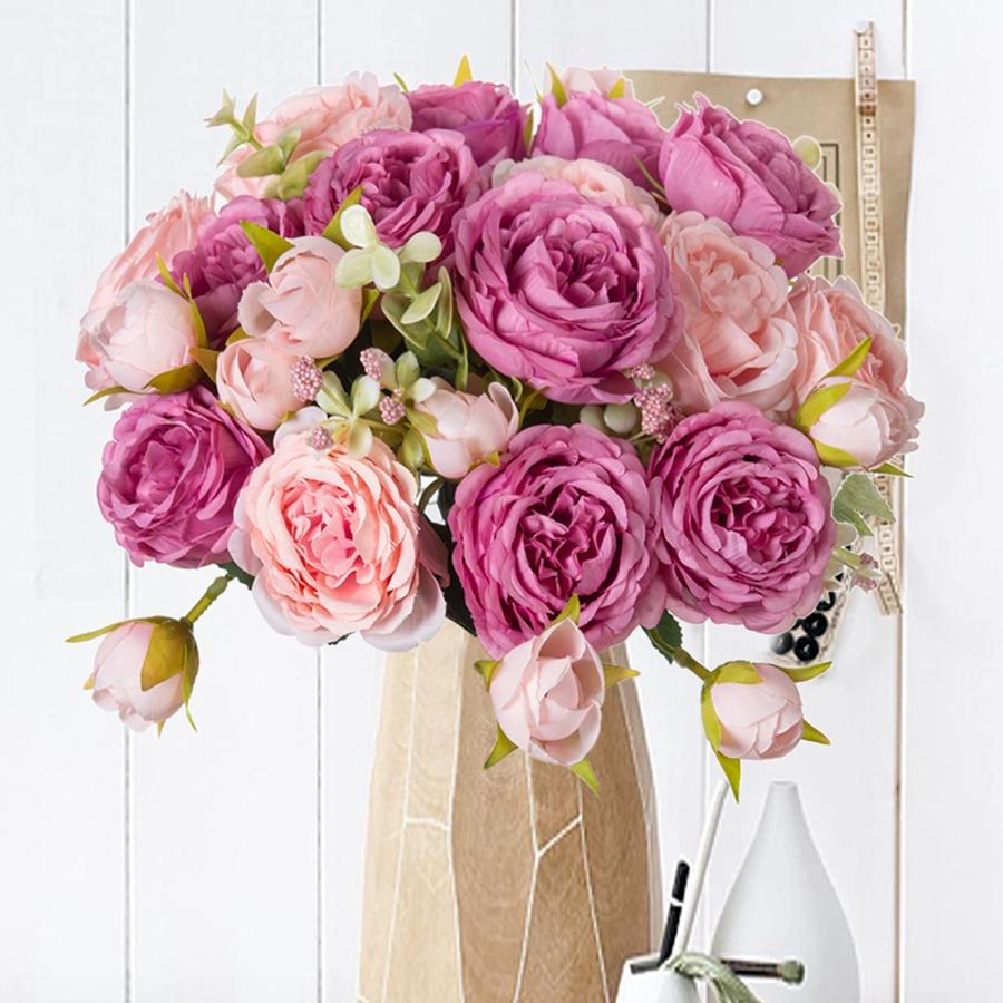 Artificial Flowers Fake Silk Peony Vases Home Room Wreath Decoration Scrapbooking Festival Garland Wedding Bouquet Accessories