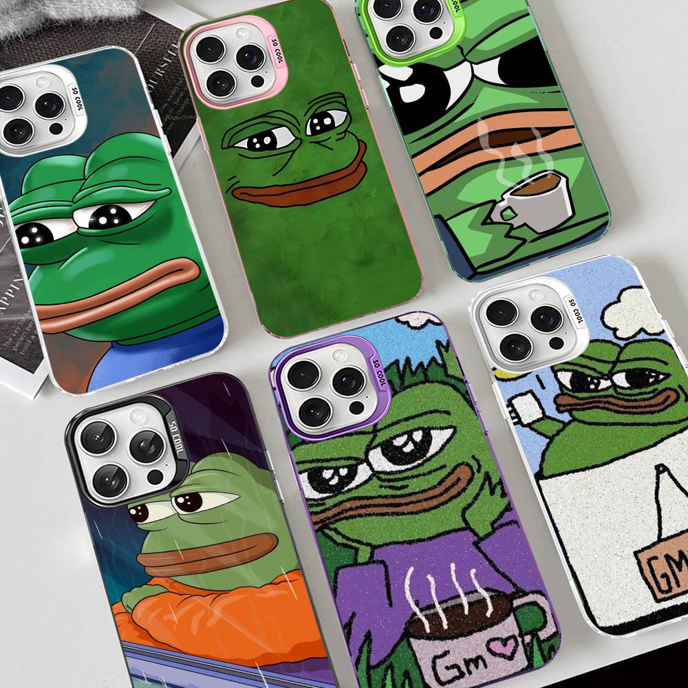 Интернет-мем Пепе Лягушонок Грустный Чехлы для Телефона для IPhone 17 16e 15 14 13 12 11 Plus Pro Max ProMax Цветные Чехлы