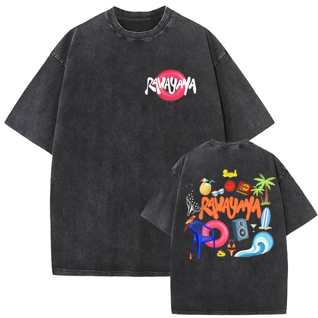 Vintage Washed Rawayana Donde Es El After Album Print TShirt Men Women Hip Hop Pop Music Short Sleeve T Shirt Streetwear
