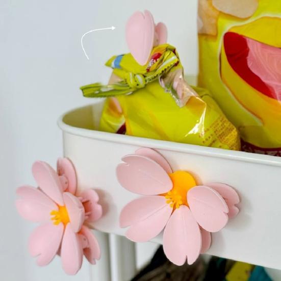 Клип Двухслойные цветы Магнитные магниты на холодильник Запечатыватель пакетов для закусок