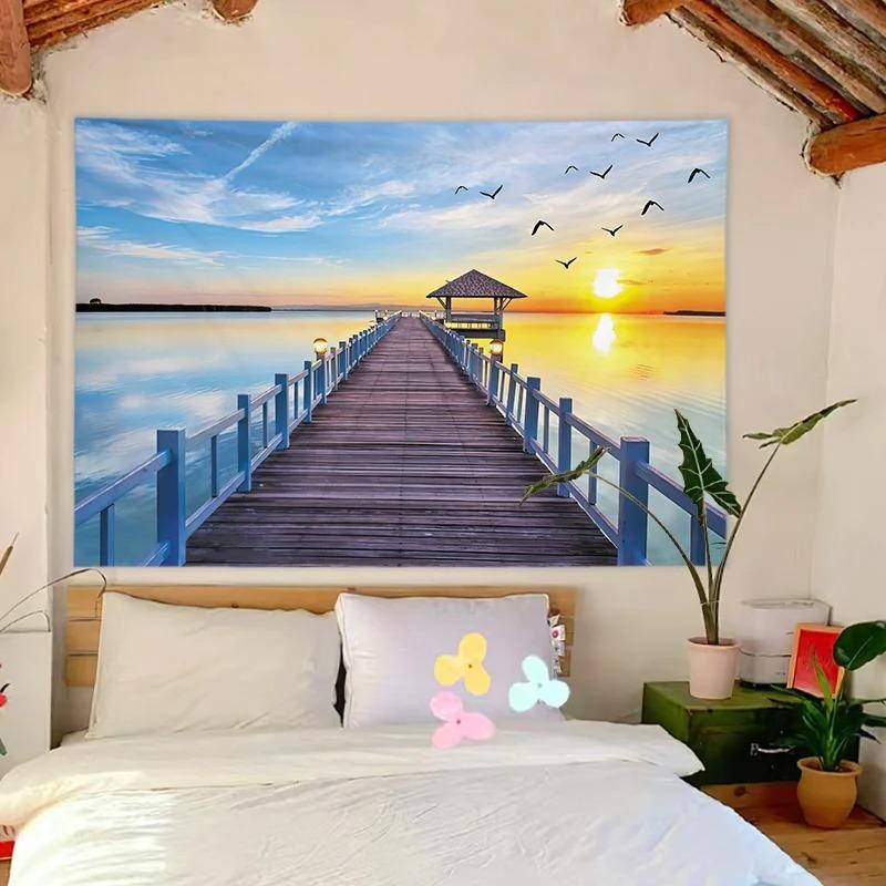 Вид на море Гора Фудзи Узор Спальня Гостиная Гобелен Домашнее украшение стены Гобелен