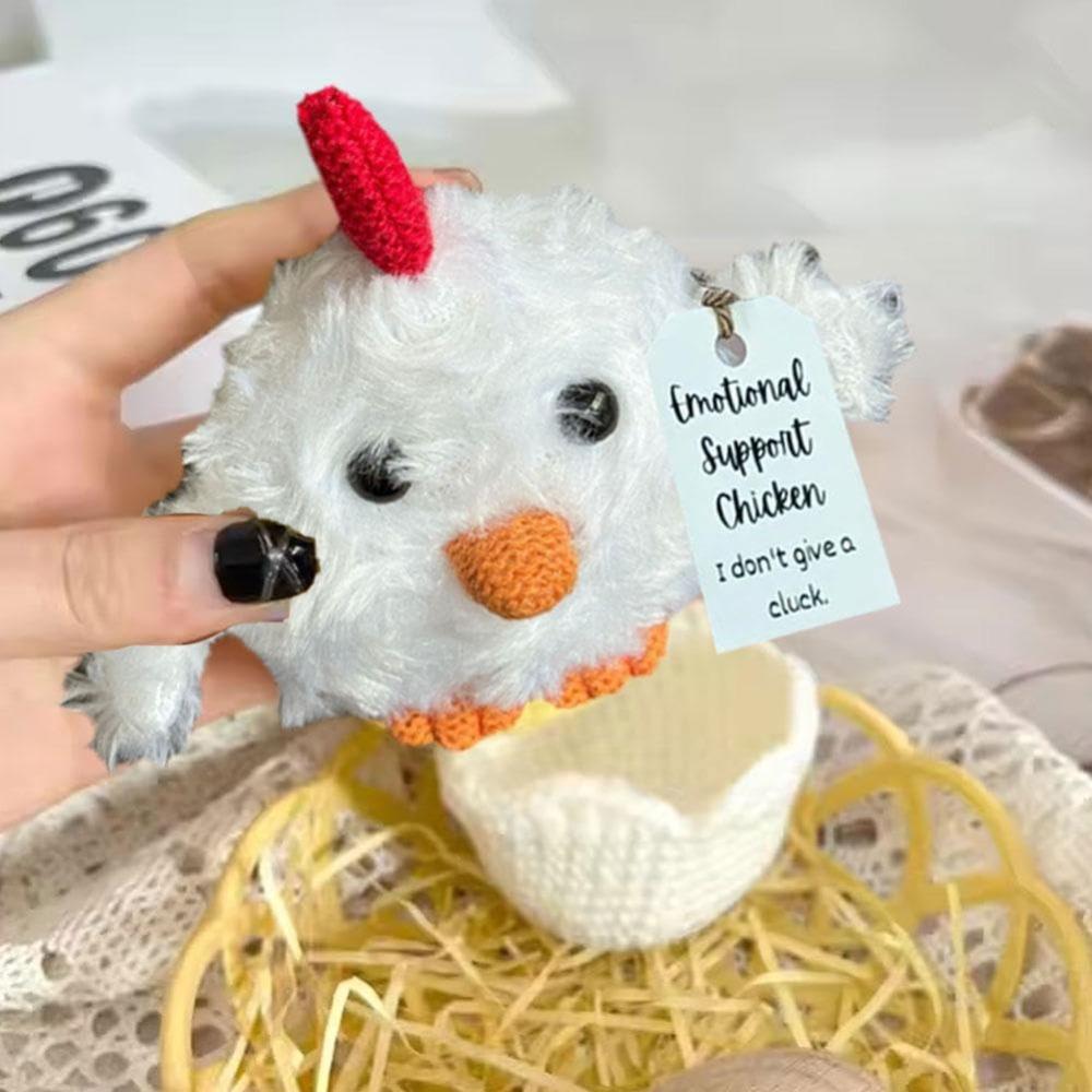 Cute Positive Knitting Chicken Doll Handmade Plush Animal Figures for Friends Kids