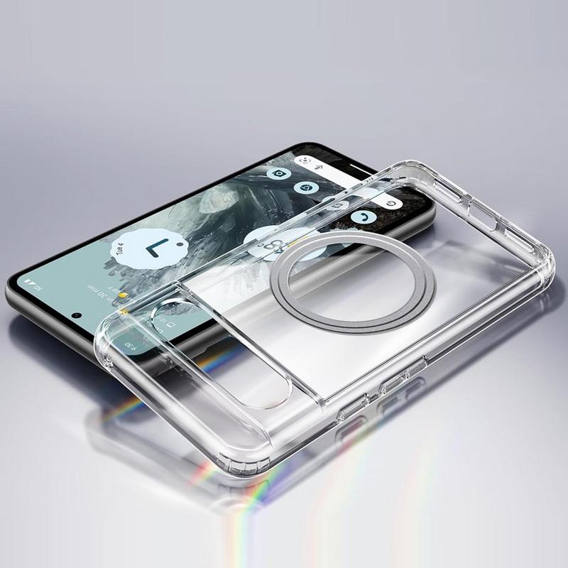 Прозрачный магнитный чехол для телефона Google Pixel 9 Pro XL 8 Pro 8A 7 Pro 7A с беспроводной зарядкой, прозрачный TPU с мягким краем, ударопрочный, тонкий, жесткий чехол-бампер из ПК