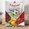 Custom Name Soccer Theme Printed Blanket - Perfect for Couch, Bed, Travel & Outdoor Use | Machine Washable, Cozy & Durable.