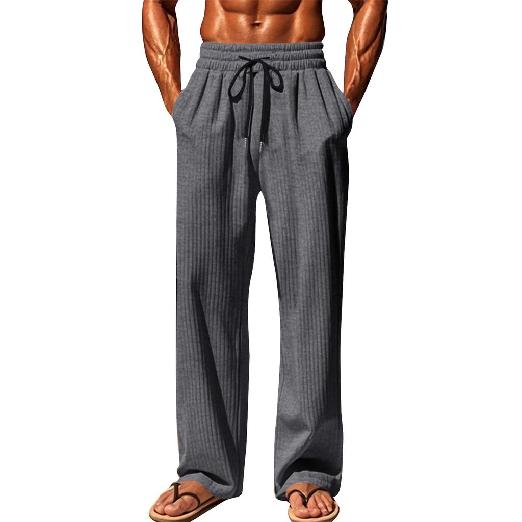 Мужские однотонные вертикальные полосатые повседневные спортивные модные брюки на шнурке