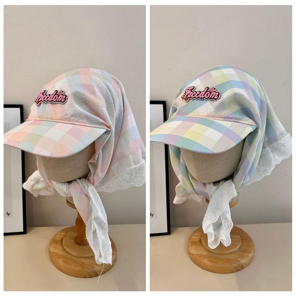 Хлопковая клетчатая бейсболка в корейском стиле, шапка-бандана с буквенным принтом, креативная бандана с ремешками, пляжная