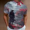 Retro T-Shirts For Men 3d Samurai Print Short Sleeve Tops Summer Casual T-Shirt Men Short Sleeved Shirts Oversized Men Clothing