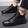 Genuine Leather Men's Casual Shoes Fashion High Top Sneakers Shoes Winter Wool Fur Warm Men Boots Outdoor Snow Non-Slip Footwear