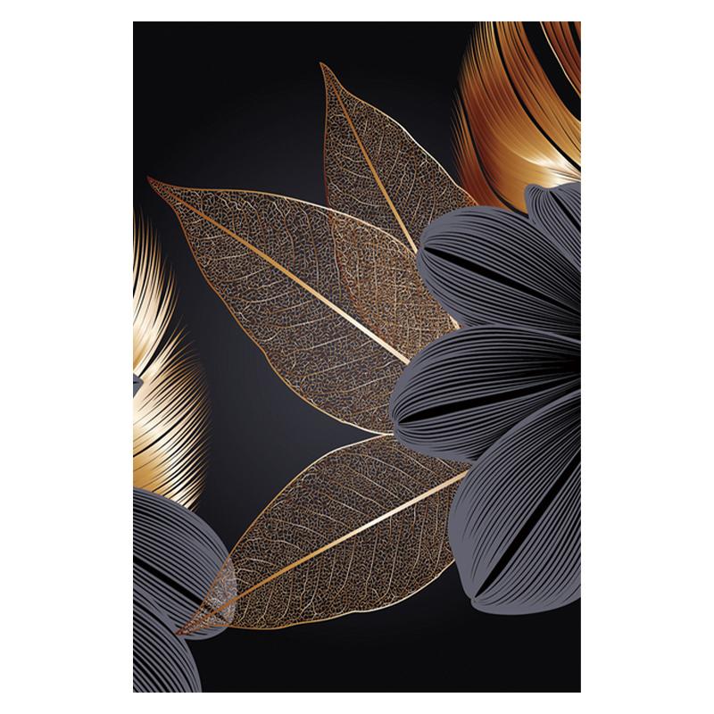 Золотой Черный Лист Искусство Печать на Холсте Картина Современный Минималистский Абстрактная Настенная Картина Скандинавская Гостиная Украшения Дома Плакат