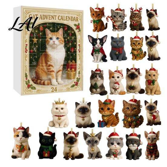 Christmas Advent Calendar Calendar 24 Day Countdown Box with Cat Dog Festival Atmosphere Decor Cow Acrylic Ornaments Festive Tree Hanging
