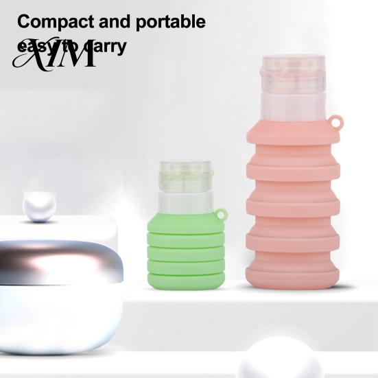 Collapsible Travel Bottle 50/110ML Silicone for Toiletries, Leak Proof Empty Toiletry Bottles Size Container, Foldable Refillable Shampoo Lotion