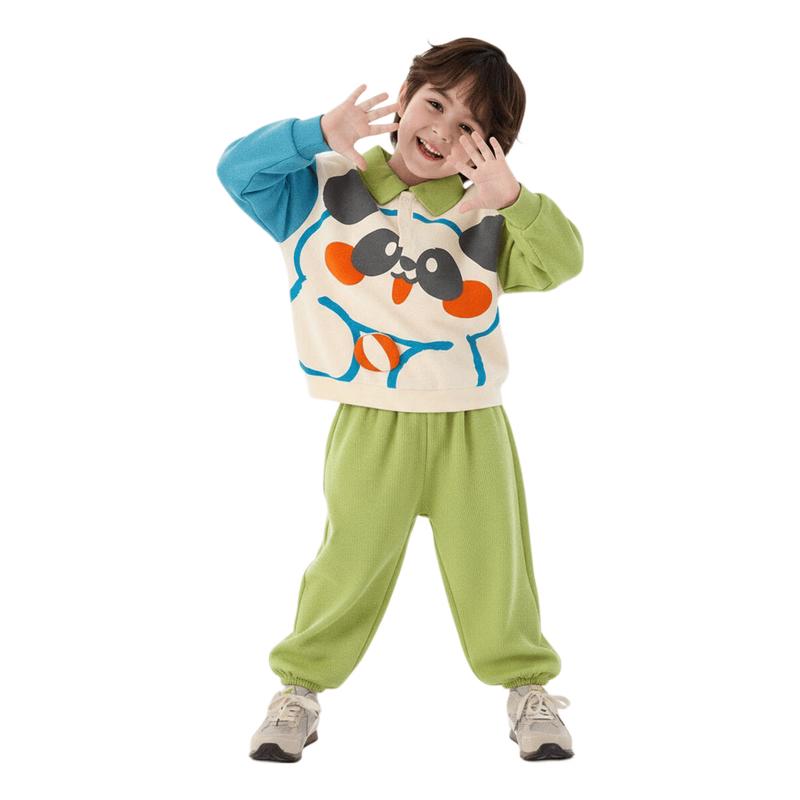 Dudujia Kids Cartoon Casual Two-Piece Sweatshirt and Pants Set