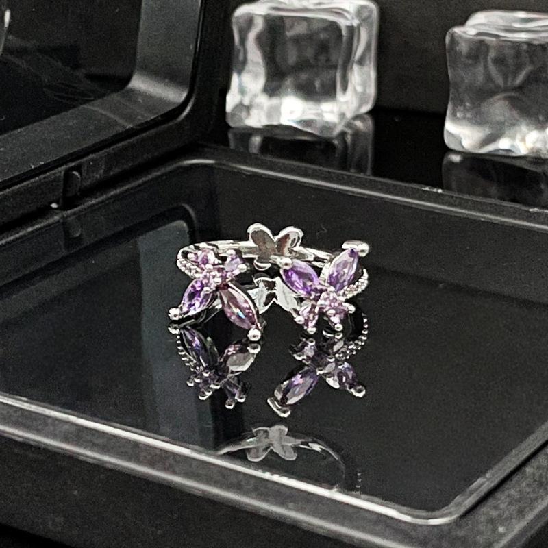 Color Series Butterfly Open Ring Premium Sense Delicate Sweet And Cool Spice Girl Ring Cold Wind Accessories