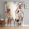 Musical Notes Octave Beautiful Image Tulle Window Curtains Living Room Organza Sheer Voile Curtain Bedroom Kitchen Home Decor