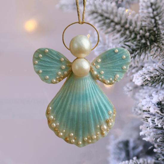 Angel Shell Ornament Christmas Tree Hanging Ornaments Sea-inspired Angel Decorations Handcrafted Seashell Angel Accents for Coastal Beach