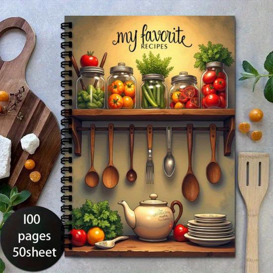 Spiral Recipe Binder Notebook Personalized Kitchen Meal Planner with Thick Paper Leak-Proof Cookbook Gift for Home & Office Use