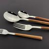 Набор столовой посуды с деревянной ручкой, 4 шт., золотые столовые приборы, набор столовых приборов, кофейная ложка, обеденный нож, вилка для рыбы, столовое серебро, набор посуды