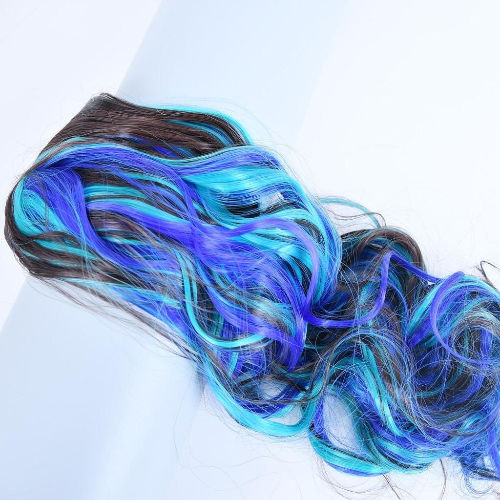 Выделенные волосы цвета пианино, накладные волосы, одна часть с 5 клипсами, длинные волнистые волосы, коричневые, красные, синие, разноцветные волосы