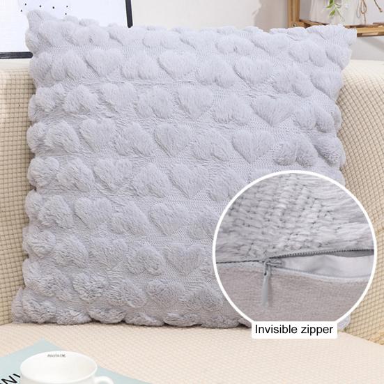 Наволочка с 3D-узором в виде сердца, короткая плюшевая наволочка со скрытой застежкой-молнией