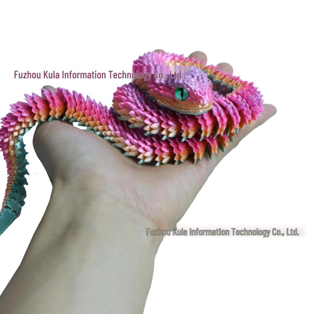 Подвижная фигурка змеи гадюки, напечатанная на 3D-принтере - Креативное имитированное декоративное изделие ручной работы