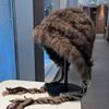 Rabbit fur knitted plush hat women's autumn and winter big head circumference showing face small wool ear protection hat cold protection plush hat