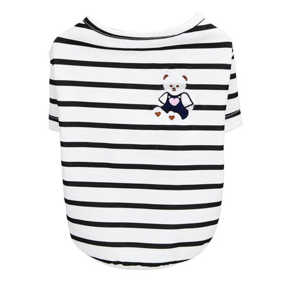 Жилет для собак с круглым вырезом, мягкий, удобный, с рисунком медведя из мультфильма, для домашних животных, кошек и собак, полосатая блузка на каждый день