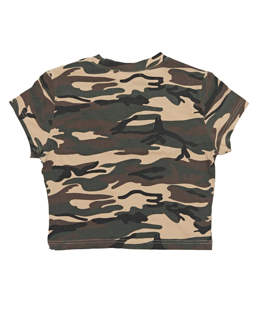 Укороченная футболка Keuluchi "Всегда опаздывает" (Camo)