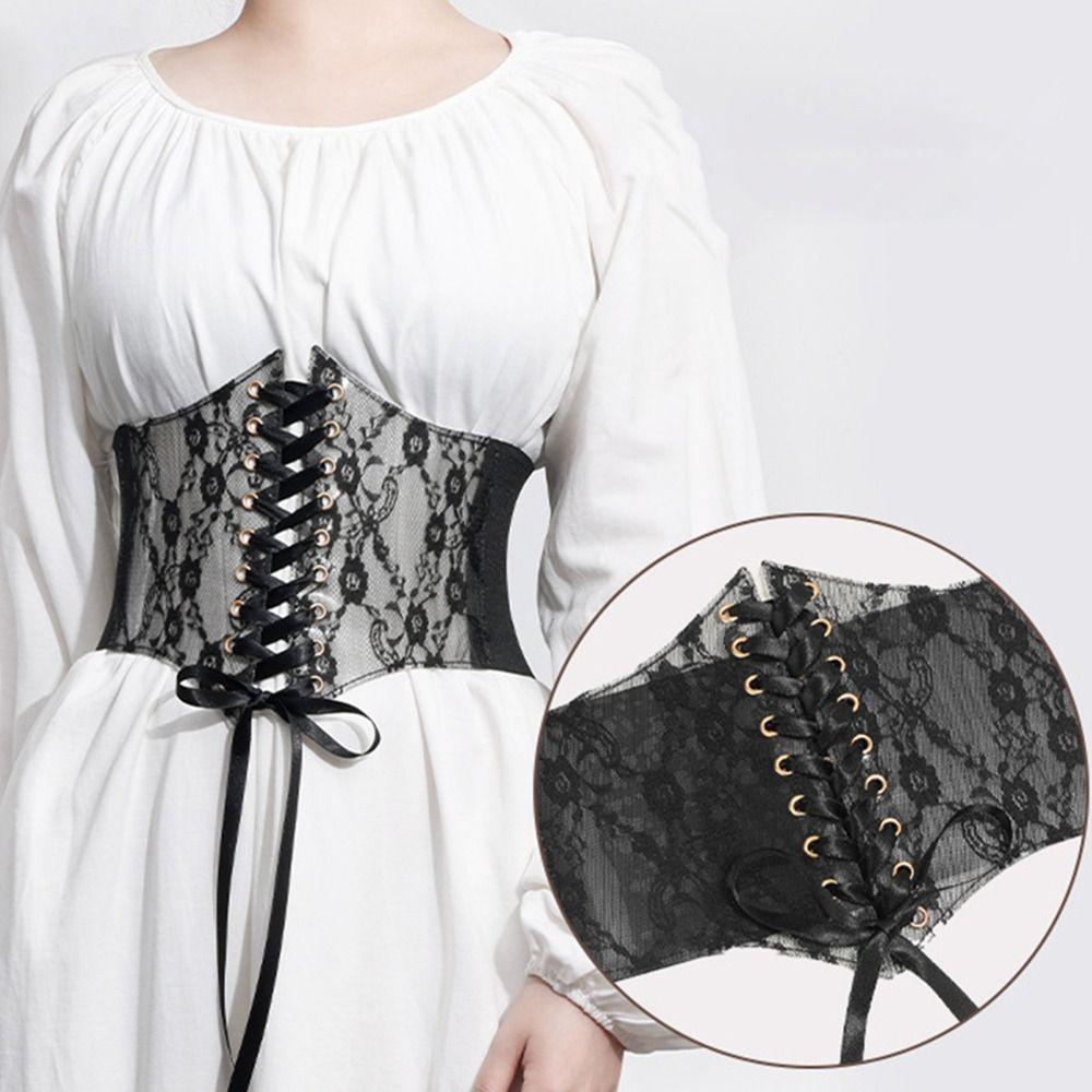 Flower Embroidery Silk Elastic Cummerbunds PU Leather Waist Bands  For Women Lady Girl Bridal