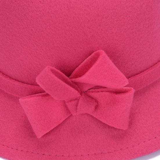Women Cap Solid Color Bowler Cap Faux Wool Wide Brim Cloche Hat for Tea Party Church Wedding