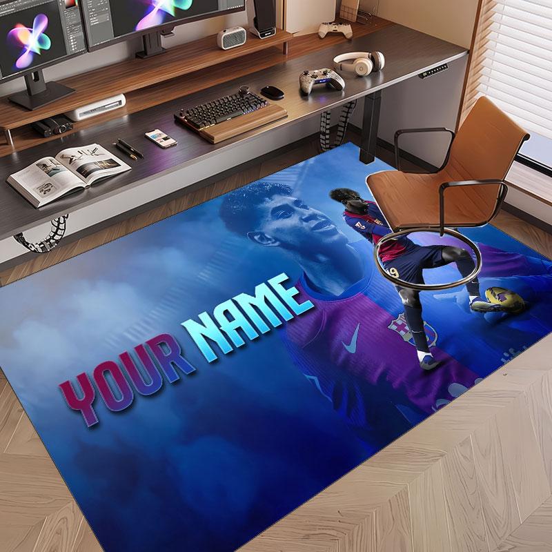 Custom Rug Lamine Yamal Pattern Print Name Text Soft Non‑Slip Floor Carpet for Home Indoor Decoration