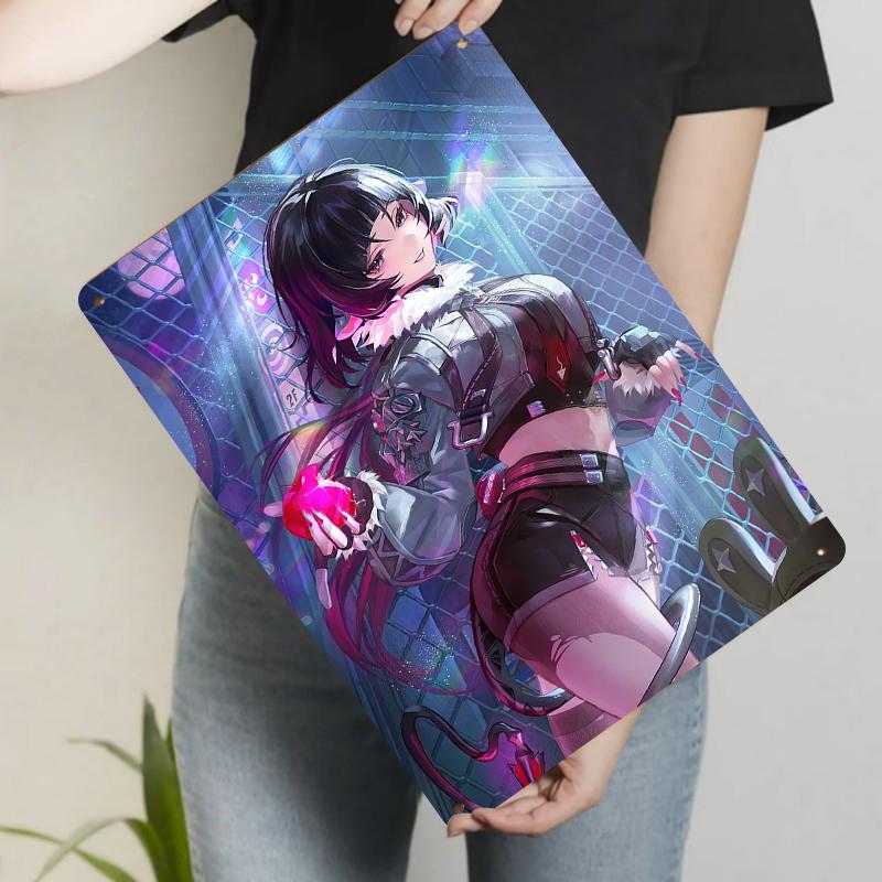 Cyberpunk Anime Girl Metal Tin Sign Bedroom Decor High Definition Printing Scratch Resistant