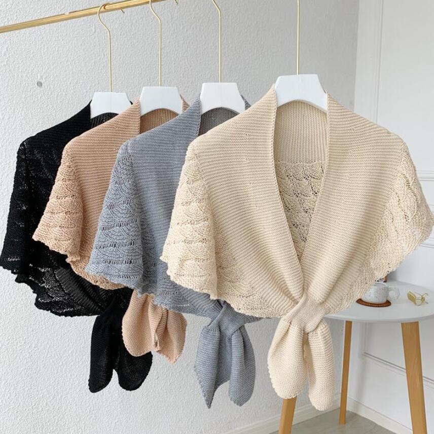 Women's Sweet Crochet Lace Tassels Knit Wide Collar Cape Shawl