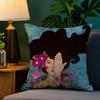 Vintage Abstract Girl Hair Flower Pillow Case Sofa Living Room Bedroom Double-sided Printing Square Cushion Nap Time Pillow Case
