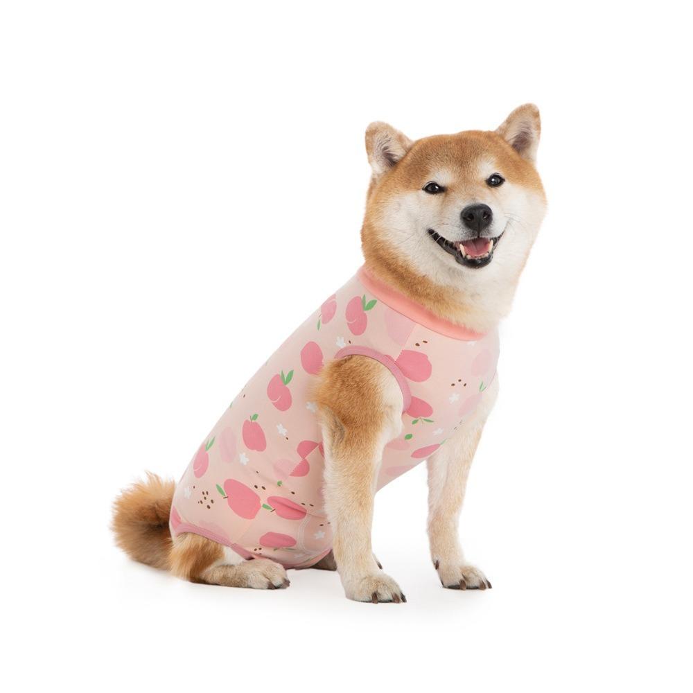 Cotton Dog Recovery Suit Cartoon Animal Print Dog Jumpsuit Sleeveless Design Breathable Dog Sterilization Suit