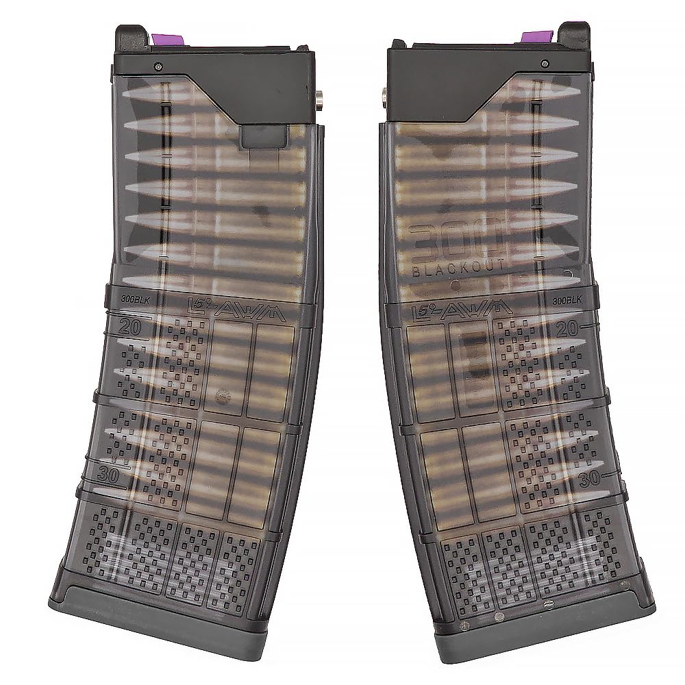 Ryohin Buhin Spare Magazine for Tokyo Marui M4 Series Electric Guns, Officially Licensed LANCER L5 AWM 300BLK, 150 Rounds, Reinforced Polymer, Black