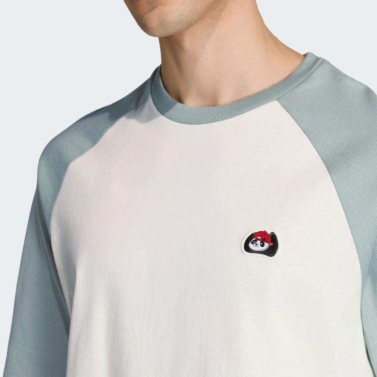 adidas Мужская футболка Panda Chill Patch Color Block с рукавами реглан, мягкая, топ KB4856