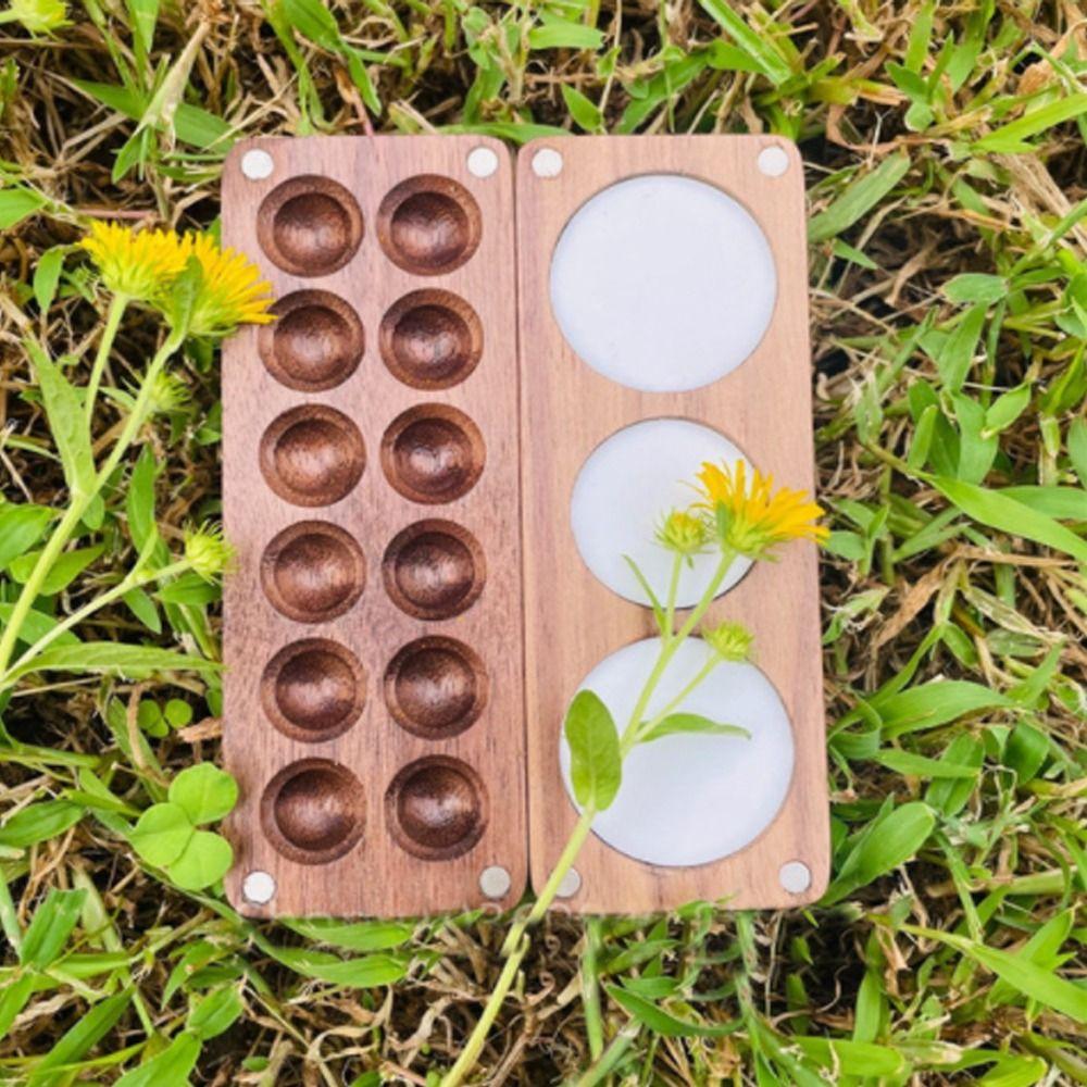 Empty Magnetic Sketch Wooden Portable Watercolor Painting Tool Painting Tray Paint Box Palette