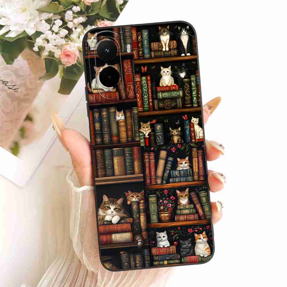 Silicone Case For Xiaomi Poco M7 4G Case Cute Cat Flowers Soft Slim Phone Cases For Xiaomi Poco M7 PocoM7 4G Cover Bumper