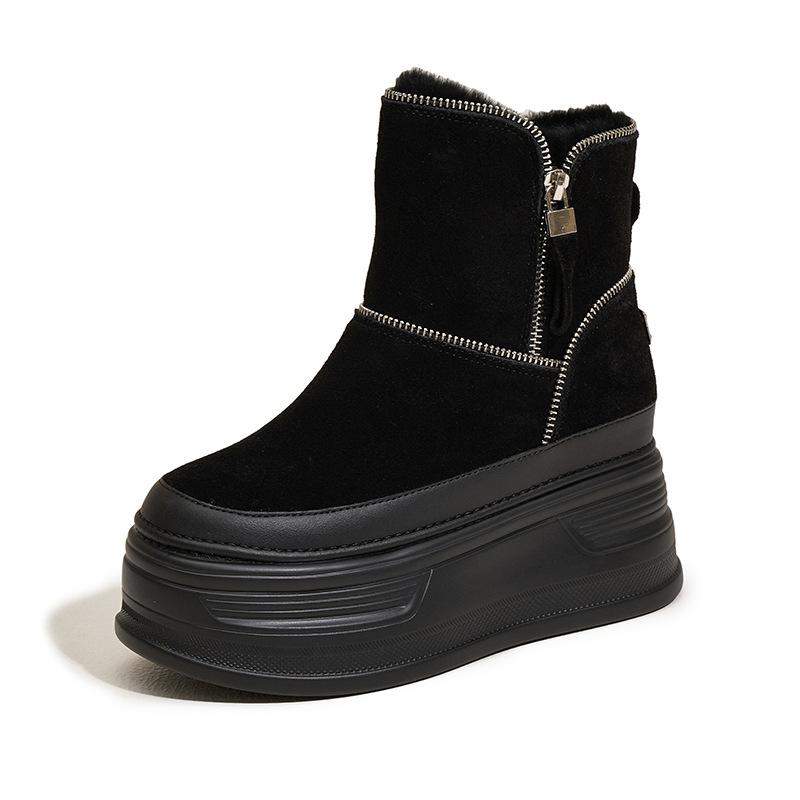 Thick-soled Snow Boots Women's 2025 Winter New Piled Thickened Cotton Shoes Inner Height Increase Women's Shoes Warm Cotton Boots Women's Boots